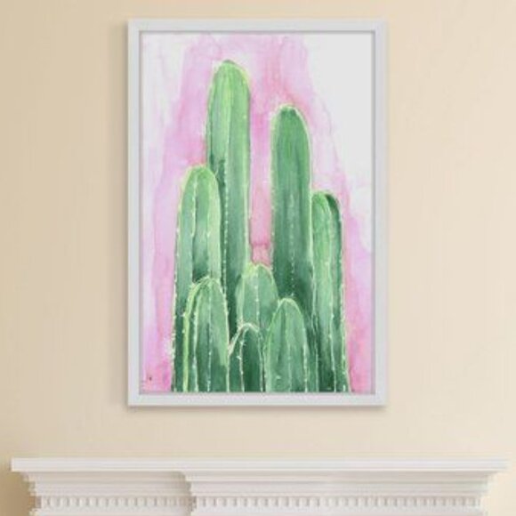 " Saguaro " by Kimberlee Watson Watercolor Painting Print in White Frame NEW NIB - Picture 4 of 9